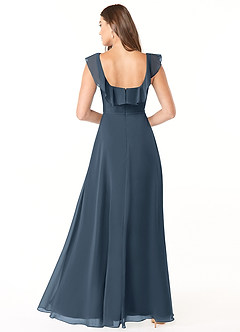 Azazie Jinny Bridesmaid Dresses Neptune A-Line Square Neckline Ruched Chiffon Dress image2