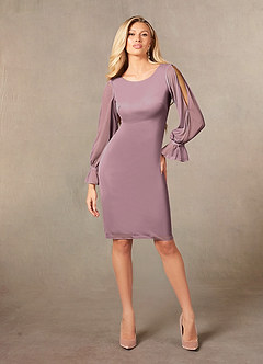 Azazie London Mère de la mariée Robes Robe Fourreau en Maille Rose Poussiéreuse image3