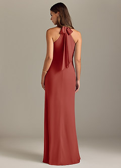 Azazie Doretta Bridesmaid Dresses Terracotta Mermaid Pleated Chiffon Dress image8