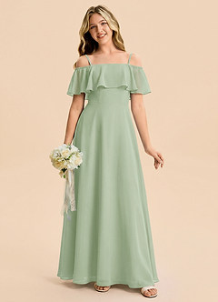 Azazie Maggie Junior Dusty Sage A-Line Off the Shoulder Chiffon Dress image5