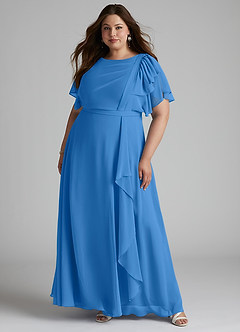Azazie Aaliyah Modest Bridesmaid Dresses A-Line Scoop Pleated Chiffon Floor-Length Dress image6