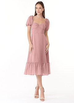 Azazie Baby Final Sale Dusty Blue A-Line Sweetheart Ruched Chiffon Dress image1