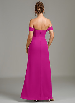 Azazie Jalice Vestidos de damas de honor Vestido de Fucsia de Gasa de Corte Sirena con Vestidos sin tirantes image5