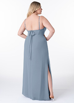 Azazie Mai Bridesmaid Dresses Dusty Blue Sheath Pleated Chiffon Dress image9