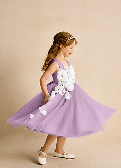 Azazie Dovey Flower Girl Dresses Wisteria Ball-Gown Bow Tulle Dress image5