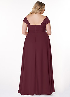 Azazie Kaitlynn Bridesmaid Dresses Cabernet Empire Ruched Chiffon Convertible Dress image11