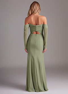 Azazie Hallie Bridesmaid Dresses Pistachio Mermaid Long Sleeve Chiffon Dress image8