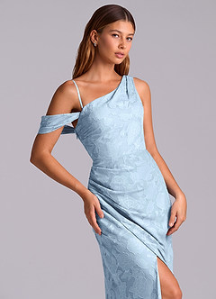 Azazie Madelyn Final Sale Sky Blue Mermaid One Shoulder Floral Burnout Convertible Dress image2