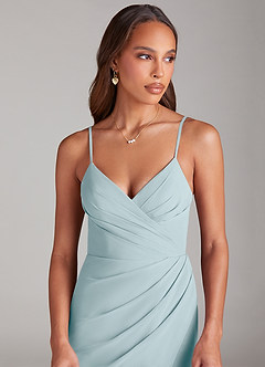 Azazie Maci Brautjungfernkleider Etui Plissee Chiffon Kleid Seegrün image5