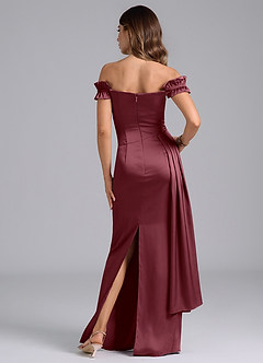 Azazie Kalysia Bridesmaid Dresses Desert Rose Mermaid Off the Shoulder Stretch Satin Convertible Dress image2