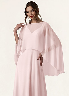 front Azazie Peleryna szyfonowa w pasującym kolorze, wysoka i niska, przezroczysta