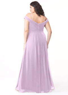 Azazie Audrianna Bridesmaid Dresses Frosted Lilac A-Line Off-The-Shoulder Gathered Chiffon Convertible Dress image10