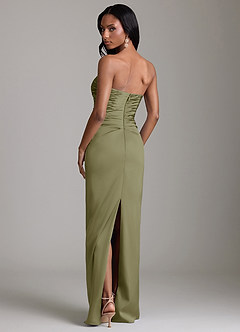 Azazie Sonora Brautjungfernkleider Etui Schulterfrei Stretch-Satin Kleid Pistazie image7