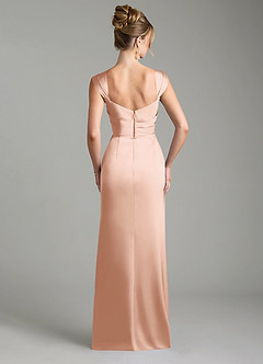 Azazie Filippa Robes de demoiselle d'honneur Robe Trapèze en Satin extensible Plissée Or Rose image2
