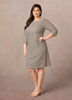 Azazie Madrid laatste Uitverkoop Schede Jurk van Kant Taupe image7