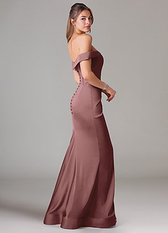Azazie Everly Bridesmaid Dresses Vintage Mauve Mermaid Off the Shoulder Stretch Satin Convertible Dress image4