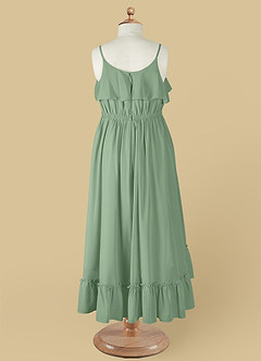 Azazie Karmen Abiti da Ragazza di Fiori Abito A-Line in Chiffon Increspato Matcha image10