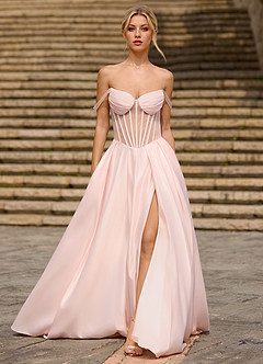 Heartshape Rosa Korsett Satin Balklänning image6