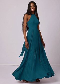 Barbie ♥ Azazie Bridesmaid Dresses Ink Blue A-Line Pleated Chiffon Dress image5