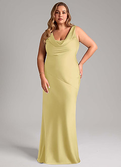 Azazie Rylina Bridesmaid Dresses Lemon Sorbet Mermaid Stretch Satin Dress image7