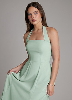 Azazie Irina At-home Try On Dresses Agave A-Line Pleated Chiffon Dress image4