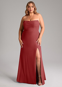 Azazie Saige Bridesmaid Dresses Rust A-Line Off the Shoulder Chiffon Convertible Dress image16