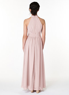 Azazie Iman Junior A라인 주름진 쉬폰 플로어 길이 주니어 신부 들러리 드레스 image2