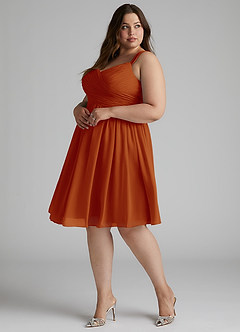 Azazie Angie Bridesmaid Dresses Paprika A-Line Corset Chiffon Dress image13