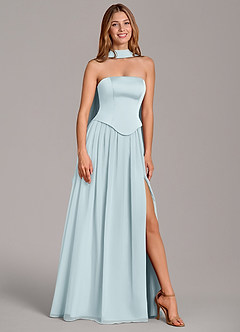 Azazie Cadence Brautjungfernkleider Wandelbar A-Linie Korsett Stretch-Satin Kleid Nebel image1
