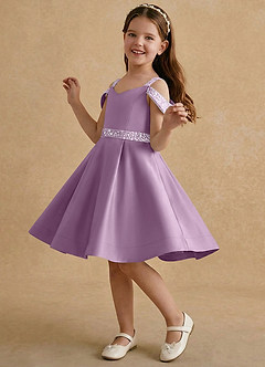 Azazie Judi Final Sale Dusty Blue A-Line Matte Satin Dress image3