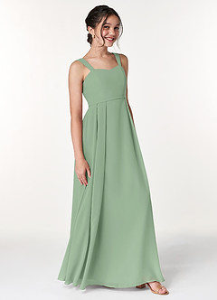Azazie Simoan Junior Vestido de Matcha de Gasa de Corte En A con Escote de Corazón image3
