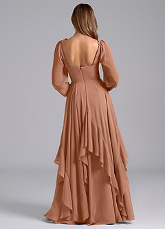 Azazie Karan Bridesmaid Dresses Bronzer A-Line Long Sleeve Chiffon Dress image2
