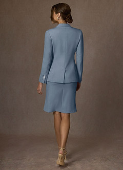 front Kennedy Stoffig Blauw Set van gestructureerd stretchjack en kostuum