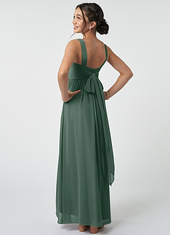 Azazie Kora Junior Sea Moss A-Line Pleated Chiffon Dress image4