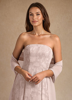 Azazie Lorain vestidos de madre de la novia Vestido de Rosa Rubor de Devorado Floral de Corte En A con Plisado image10