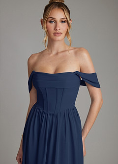 Azazie Caterina Bridesmaid Dresses Dark Navy A-Line Corset Chiffon Dress image8