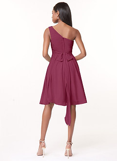 Azazie Katrina Bridesmaid Dresses Mulberry A-Line One Shoulder Chiffon Dress image2