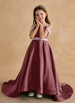 Azazie Jodi Flower Girl Dresses Desert Rose A-Line Matte Satin Dress image5