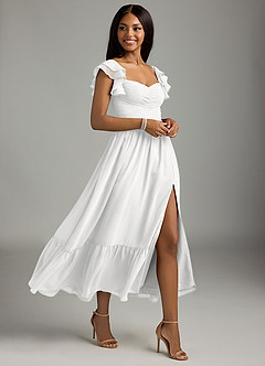 Azazie Anaya Bridesmaid Dresses White A-Line Sweetheart Neckline Chiffon Dress image3