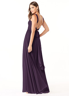 Azazie Dionne Bridesmaid Dresses Plum A-Line Corset Chiffon Dress image5