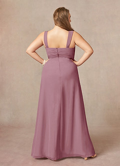 Azazie Weisz Mother of the Bride Dresses Vintage Mauve A-Line Square Neckline Pleated Chiffon Dress image12