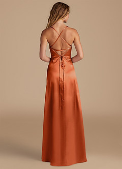 Azazie Mei Robes de demoiselle d'honneur Robe Trapèze en Satiné métallisé Orange Brûlée image5