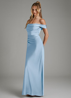 Azazie Hayden Brautjungfernkleider Meerjungfrau-Linie Korsett Stretch-Satin Kleid Puderblau image4