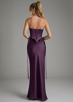 Azazie Natasha Bridesmaid Dresses Plum Mermaid Corset Stretch Satin Dress image2