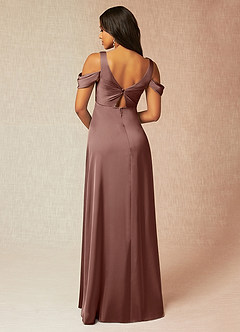 Azazie Rhea Maternity Bridesmaid Dresses A-Line Off-The-Shouler Pleated Stretch Satin Floor-Length Dress image3