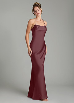 Azazie Mae Bridesmaid Dresses Sangria Mermaid Pleated Stretch Satin Dress image5