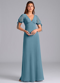 Azazie Pheby Bridesmaid Dresses Bermuda A-Line Pleated Chiffon Dress image3