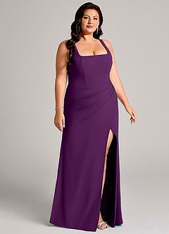 Azazie Mero Abiti da Damigella Abito Tubino in Chiffon Plissettato Uva image13