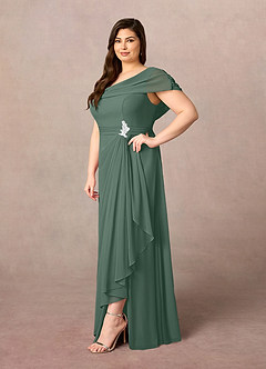 Azazie Mary Mother of the Bride Dresses Sea Moss A-Line Side Slit Chiffon Dress image7