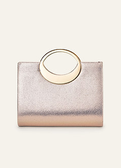 front Borsa a mano con strass di cristallo e manico circolare